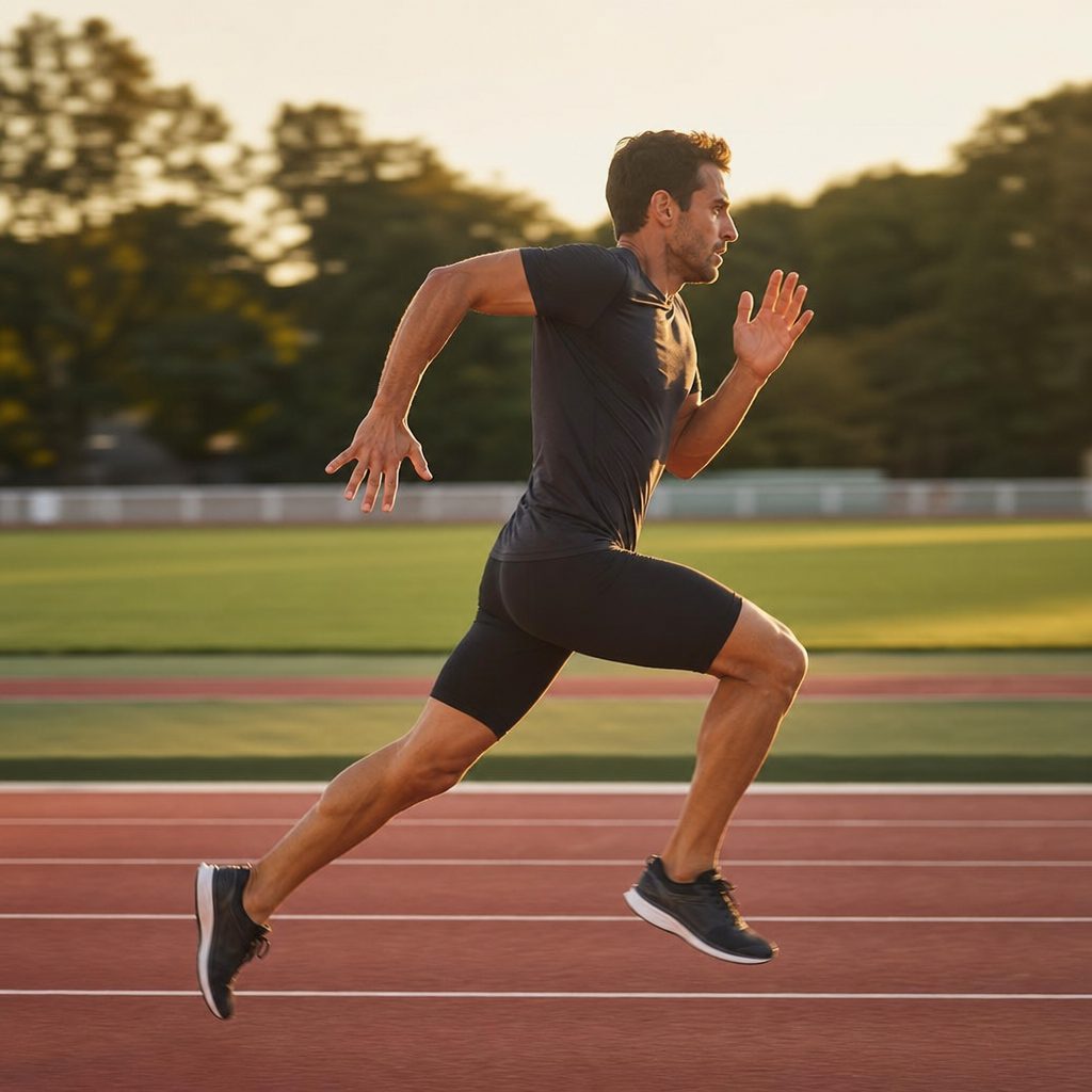 Coureur sur une piste d'athlétisme